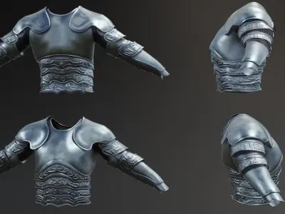 low poly battle armor Low-poly 3D model