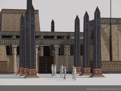 D Kit Egyptian Temple Architecture Kit Low-poly 3D model