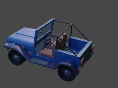 Jeep for Game Low-poly 3D model by komtoon
