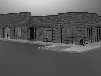 Commercial building contemporary industrial modern style 3D model