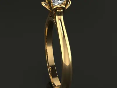 Floral Solitaire 4 Prong Diamond Engagement Ring 3D print model