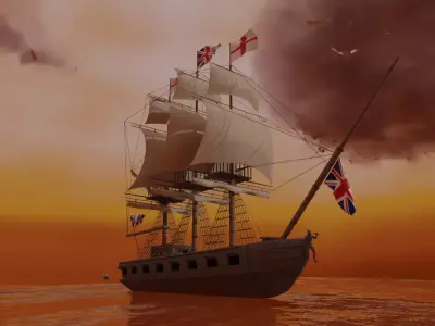 Victorian ship Low-poly 3D model