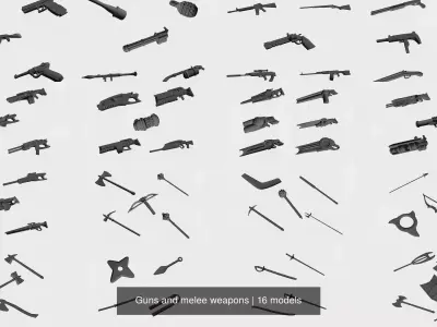 Guns and melee weapons 3D Model Pack