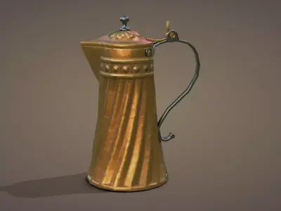 art nouveau copper pitcher Low-poly 3D model