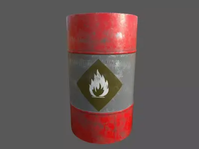 barrel canister with flame Low-poly 3D model