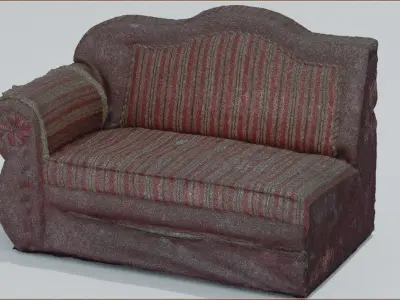 Cheap old sofa that is not used Free 3D model