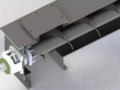 Diameter 277  length 12672 mm Utype Screw Conveyor 3D model