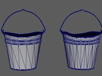 Rusty metal lowpoly bucket Low-poly 3D model