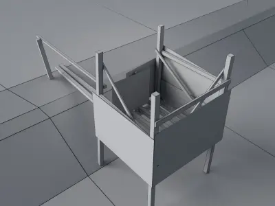 Old Style Traditional Toilet  Low-poly 3D model