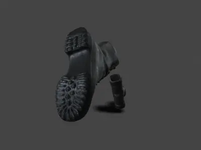 SHOE-005 Running Black Boots Low-poly 3D model