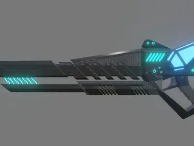 Low Poly Scifi Gun Low-poly 3D model