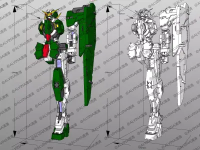 Dynames Gundam Armor - DIY Cosplay Pepakura Foam Template Low-poly 3D model
