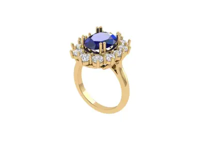 Oval Art Deco Ring 3D print model 10