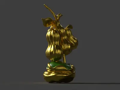 hinese golden peanut display stand figure  Low-poly 3D model