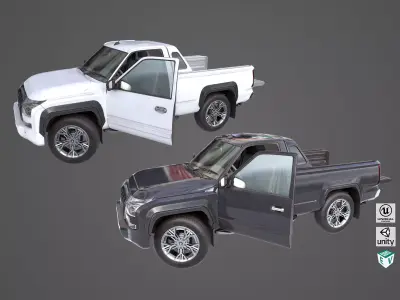 Generic Pickup Truck 01 Black and White Rigged All PBR Textures Low-poly 3D model