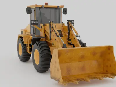 Detailed 3D Model of a Construction Wheel Loader Blender Low-poly 3D model