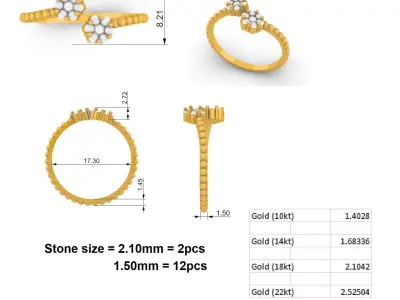 Antique Toi Et Moi Ring 3D print model