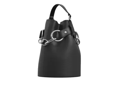 Black Leather Bucket Bag 3D model