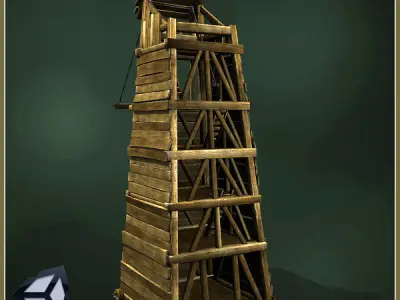 Animated Medieval Siege Tower Low-poly 3D model