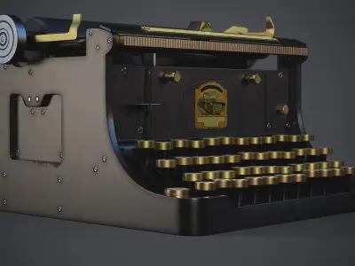 Continental typewriter Low-poly 3D model
