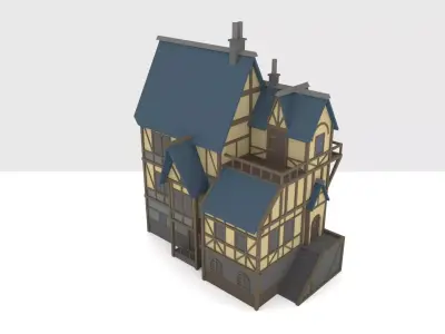 Medieval-styled low-poly house Free low-poly 3D model