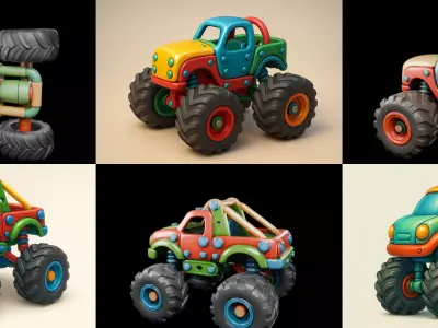 Monster Truck bundle 1 pack 100 glb 3D model