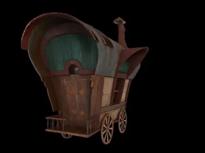 Medieval Carriage Low-poly 3D model