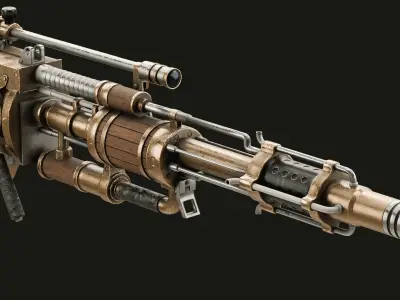 Steampunk Old Gun Concept for games 3D model
