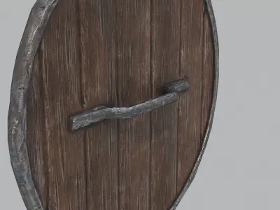 Shield Low Poly PBR wooden Low-poly 3D model