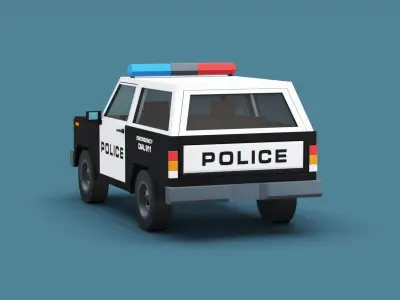 Stylized Cartoon SUV Police Car Low-poly 3D model
