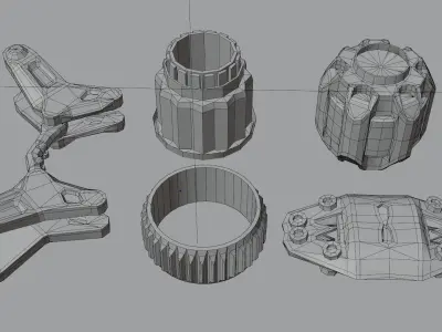 3D Lowpoly Hard surface parts Low-poly 3D model
