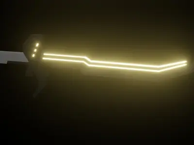Sci-fi sword with neon lighting blade Low-poly 3D model