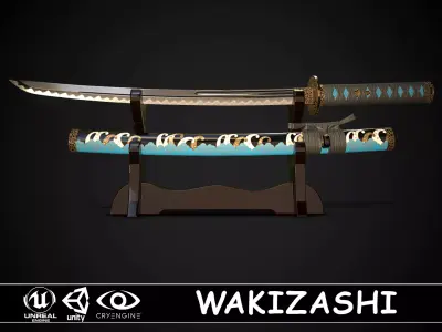Wakizashi 01 Low-poly 3D model