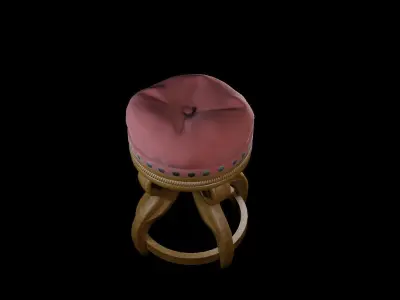 Antique Dark Wooden Chair Low-poly 3D model