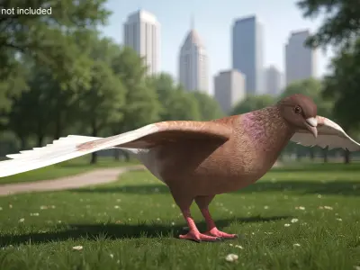  Low Poly Pigeon Spread Wings Brown Rigged for Cinema 4D 