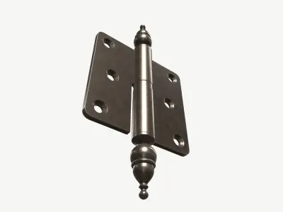 door lift off butt hinge with decorative endings brass coated 3D model
