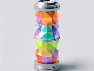 Stylized Rainbow Crystal Column Decoration Low-poly 3D model