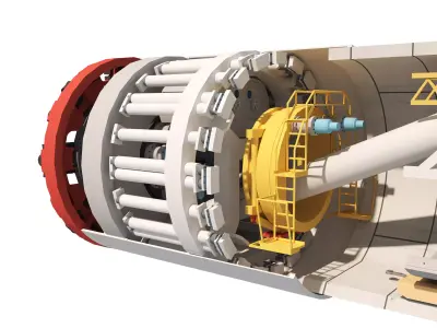 tunnel boring machine Low-poly 3D model
