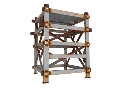  Rusted Metal Scaffolding Low-poly 3D model