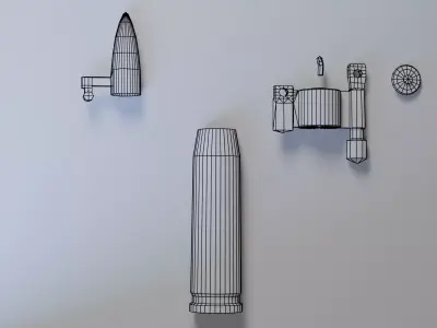 12-7mm Low Poly Bullet Lighter - Game Ready Lighter Prop Low-poly 3D model