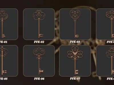 45 Vintage Key 3D Model Vol 2 3D model