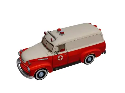 1950s Vintage Ambulance Classic Emergency Medical Vehicle 3D model