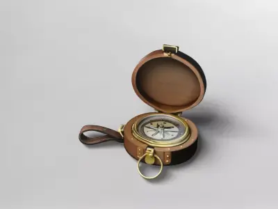 Vintage Leather Compass 3D Model 3D model