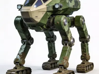 Realistic Hard Sci-Fi Quadruped Reconnaissance Walker Low-poly 3D model