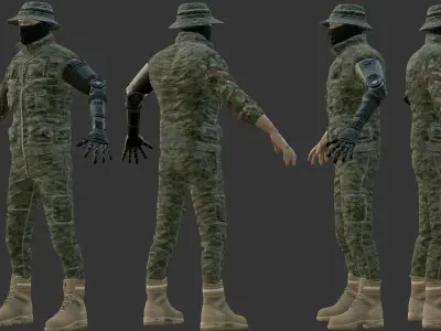 military soldier Low-poly 3D model
