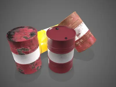 Low poly Oildrum PBR Game-ready barrel Low-poly 3D model