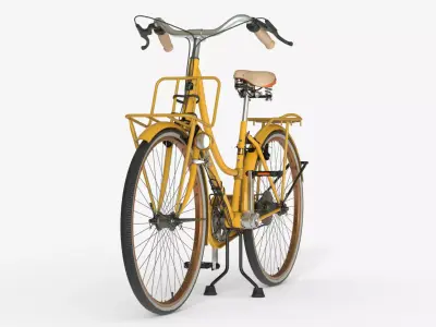 Yellow Vintage City Bicycle 3D model