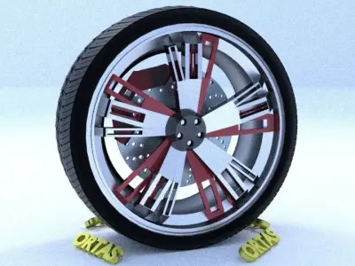 ORTAS CAR RIM 62 GAME READY RIM TIRE AND DISC 3D model