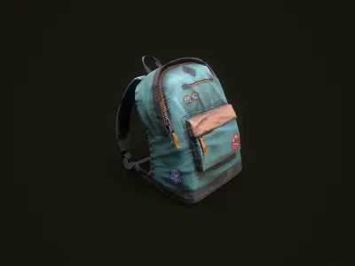 Camping Backpack Low-poly 3D model
