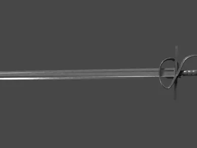 Langsax sword with Flamberge handle Low-poly 3D model